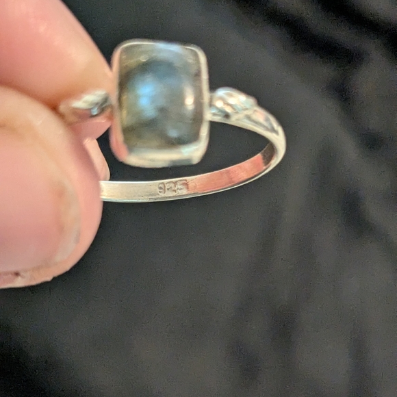 Solid Sterling Silver Natural Labordorite 925 Ring Size 9.5 - Picture 6 of 8